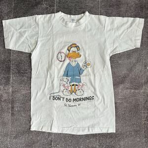 Men's Vintage 80's I Dont Do Mornings Grumpy Duck St Thomas VI T Shirt Tee Sz M